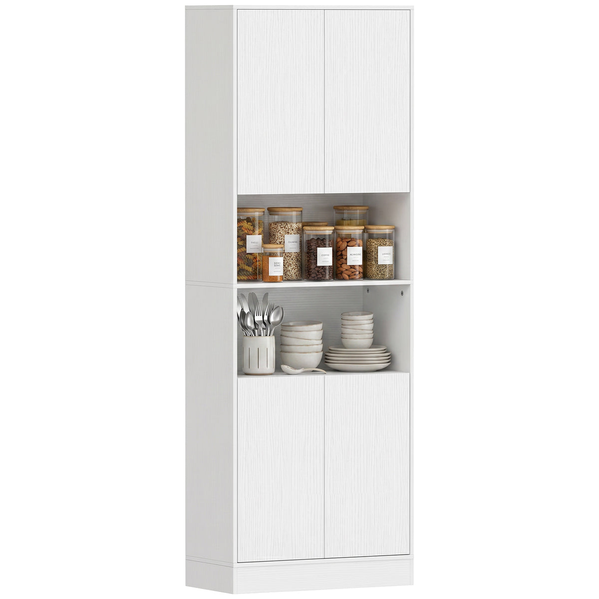 170cm Kitchen Pantry Cabinet With Soft-close Hinges | White