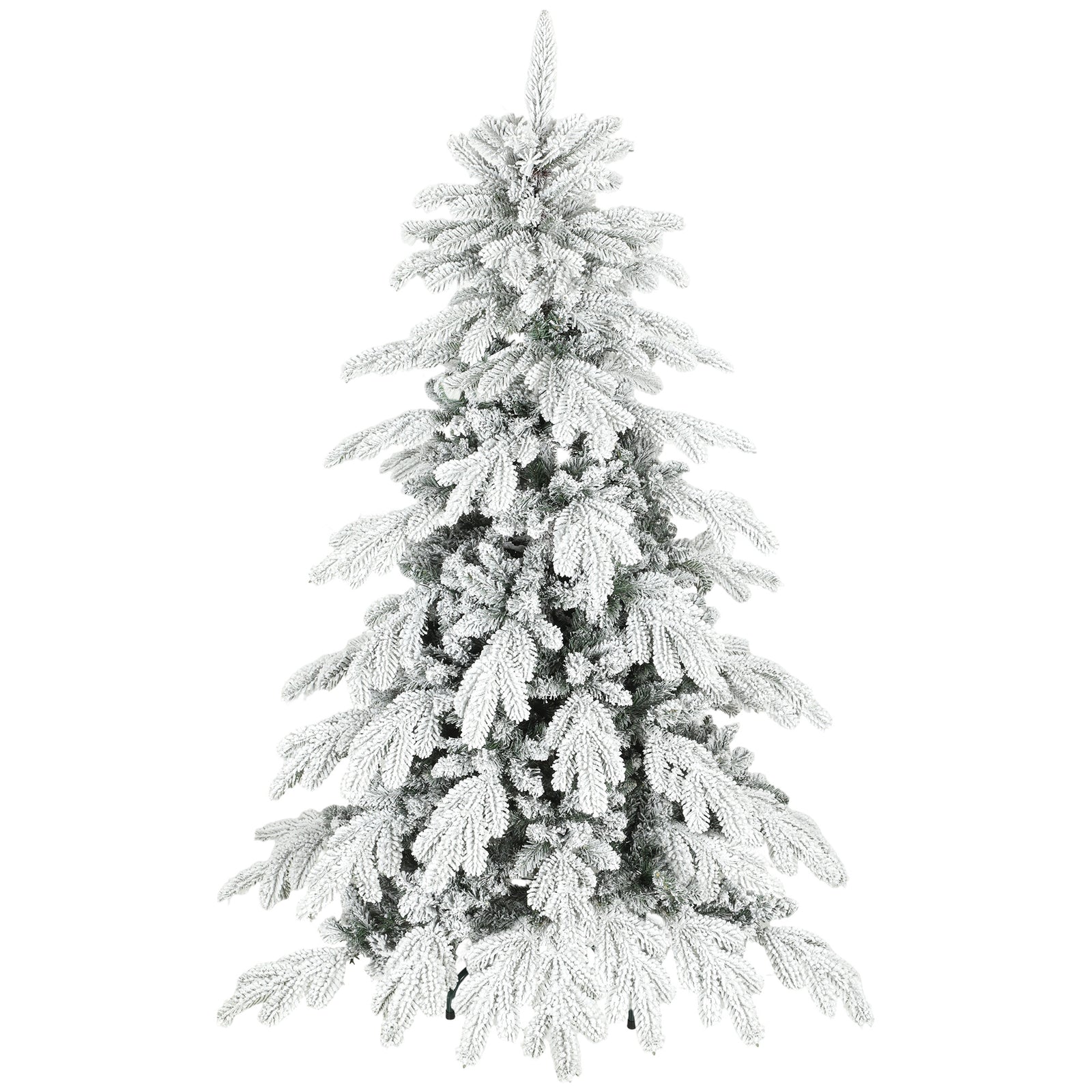 Christmas Tree With Flocked Realistic Tips, Hinged Xmas Tree | 5ft | Green