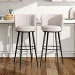 2 Pcs Premium Linen Upholstered Bar Stool | Beige