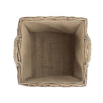 Wicker Antique Wash Square Hessian Lined Log Basket | Small | Brown