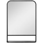 Rectangle Wall Mirror With Shelf 70 X 50/86 X 53cm | Medium | Black