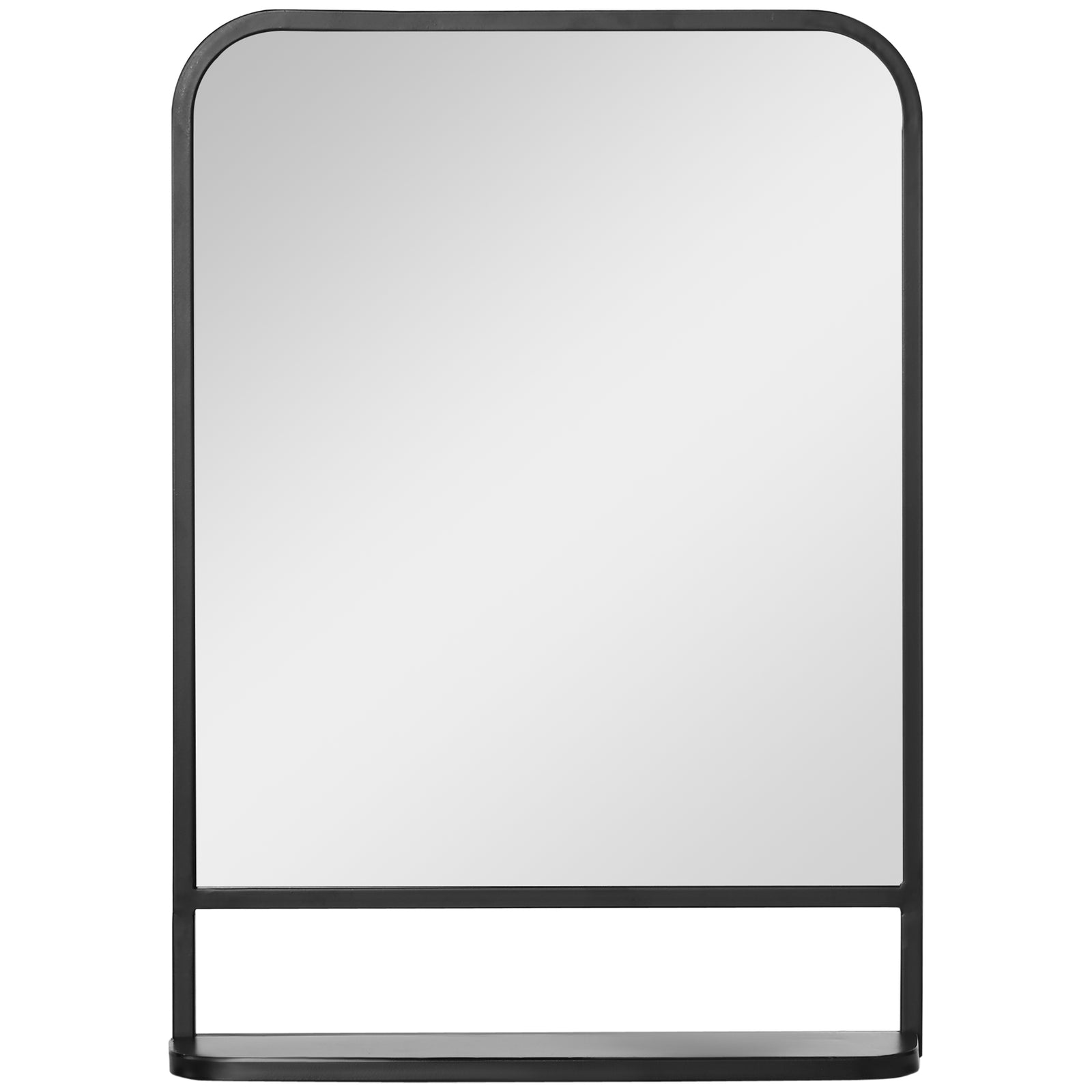 Rectangle Wall Mirror With Shelf 70 X 50/86 X 53cm | Medium | Black