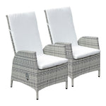 Lisbon Pack Of Rattan Reclining Dining Chairs | Set-of-2 | Mixed Grey