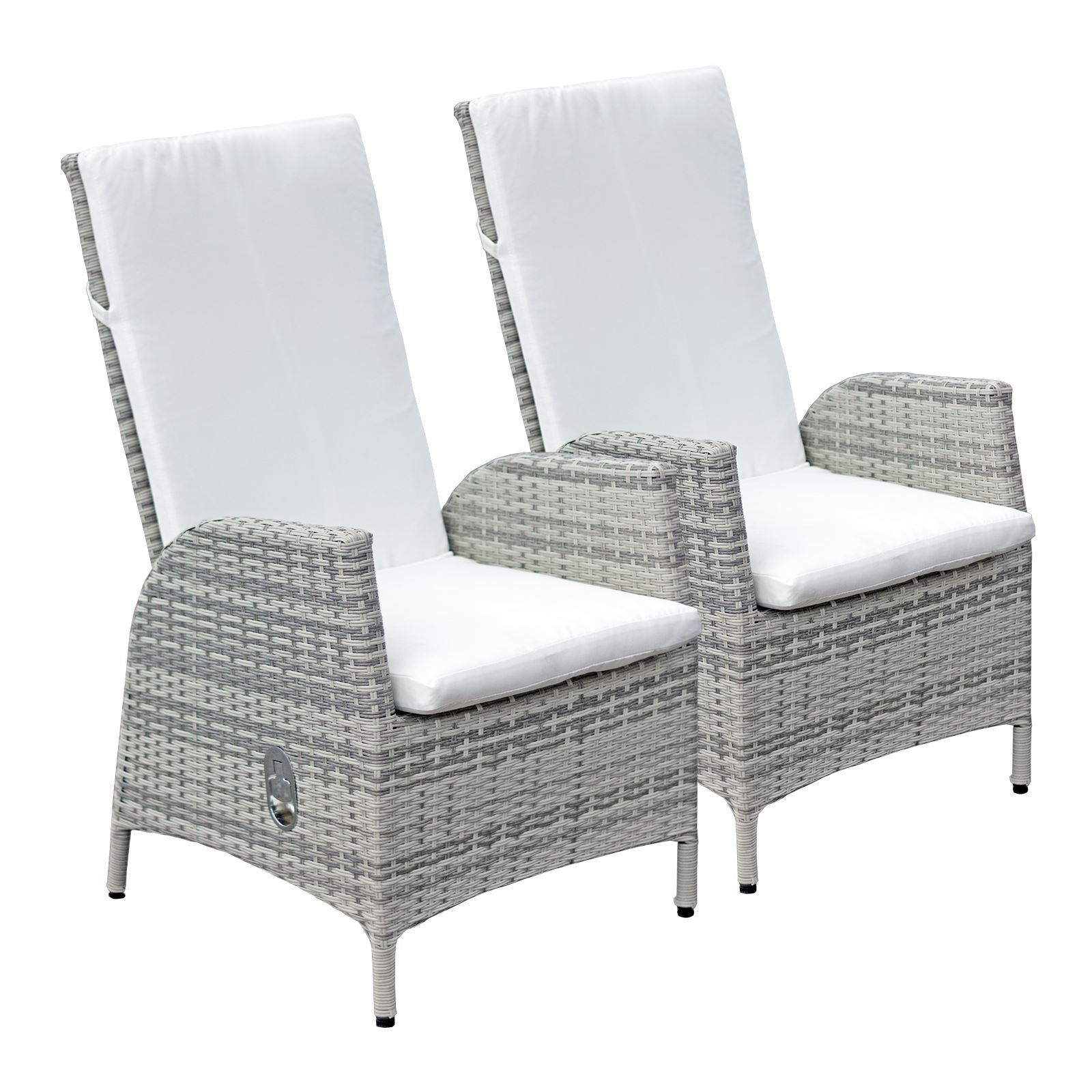 Lisbon Pack Of Rattan Reclining Dining Chairs | Set-of-2 | Mixed Grey