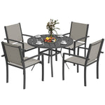 5-piece Round Table Set, 4 Stackable Chairs, Grey