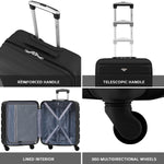 56x45x25cm Large Cabin Carry On Case - Overhead Luggage Suitcase - 4 Spinner Wheels - Abs Shell | 56 x 45 x 25cm | Black & Silver