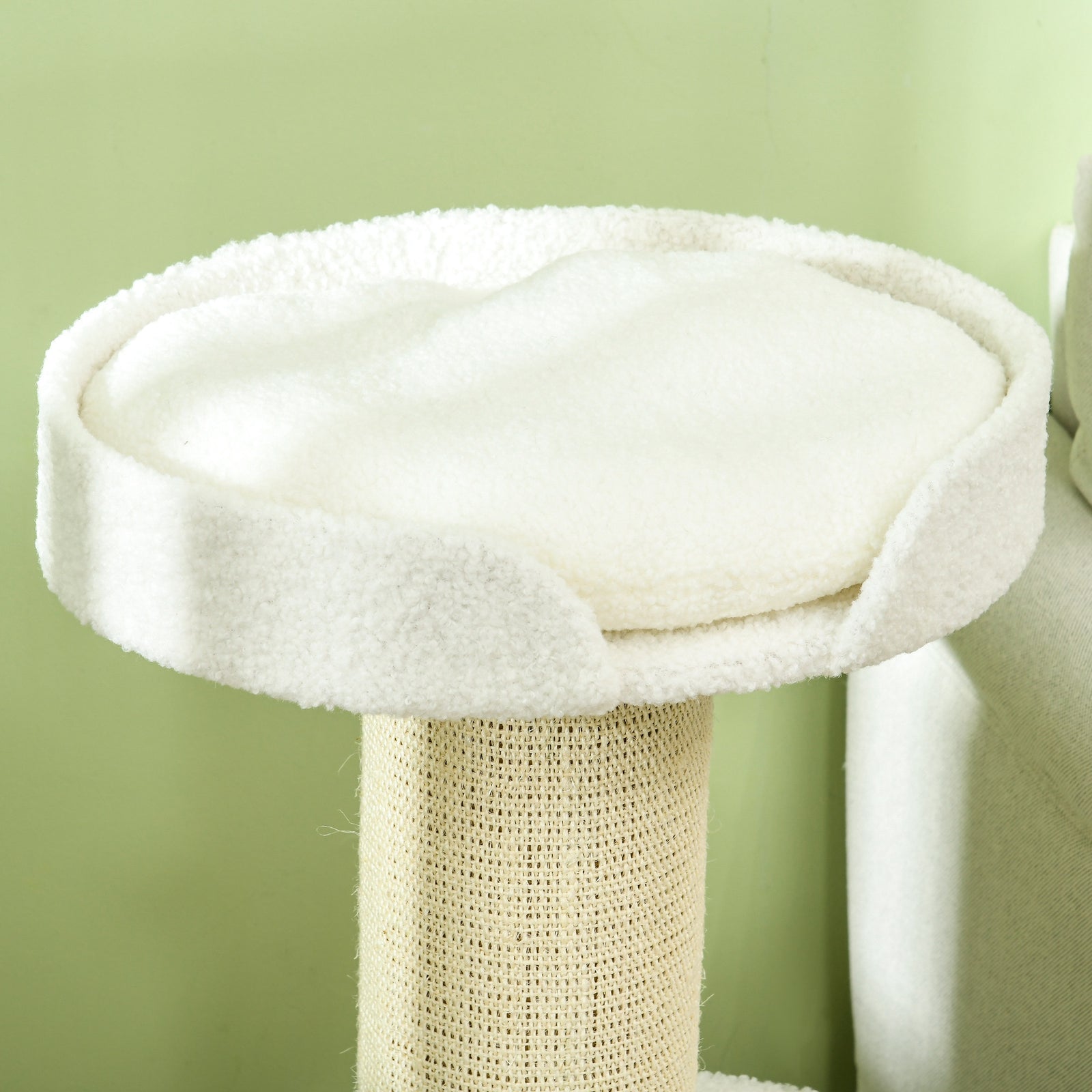 2-tier Cat Kitten Resting Tree W/ Top Basket Cushion Sisal Post | White