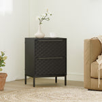 Chest Of Drawers, 2 Fabric Drawer Dresser, Aluminium Handles | Black