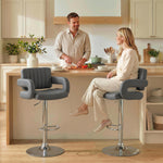 Bar Stools Adjustable Swivel With Armrest Set Of 2 | Grey