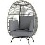 Pe Rattan Egg Chair W/ Padded Cushions For Garden