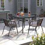5 Pieces Garden Dining Set Tempered Glass Outdoor Coffee Table And Rattan Chairs Set