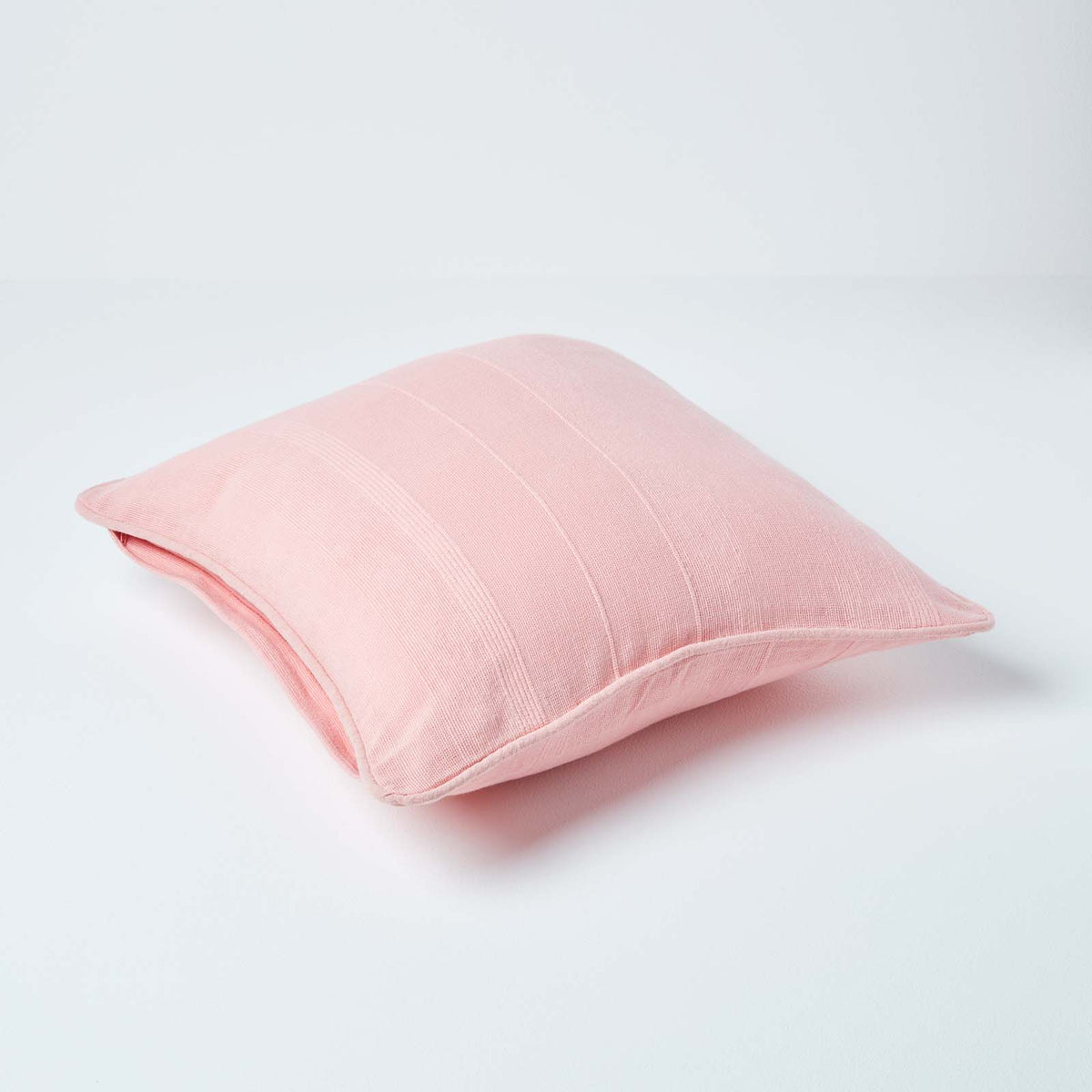 Cotton Rajput Ribbed Cushion Cover | 60cm x 60cm | Pink