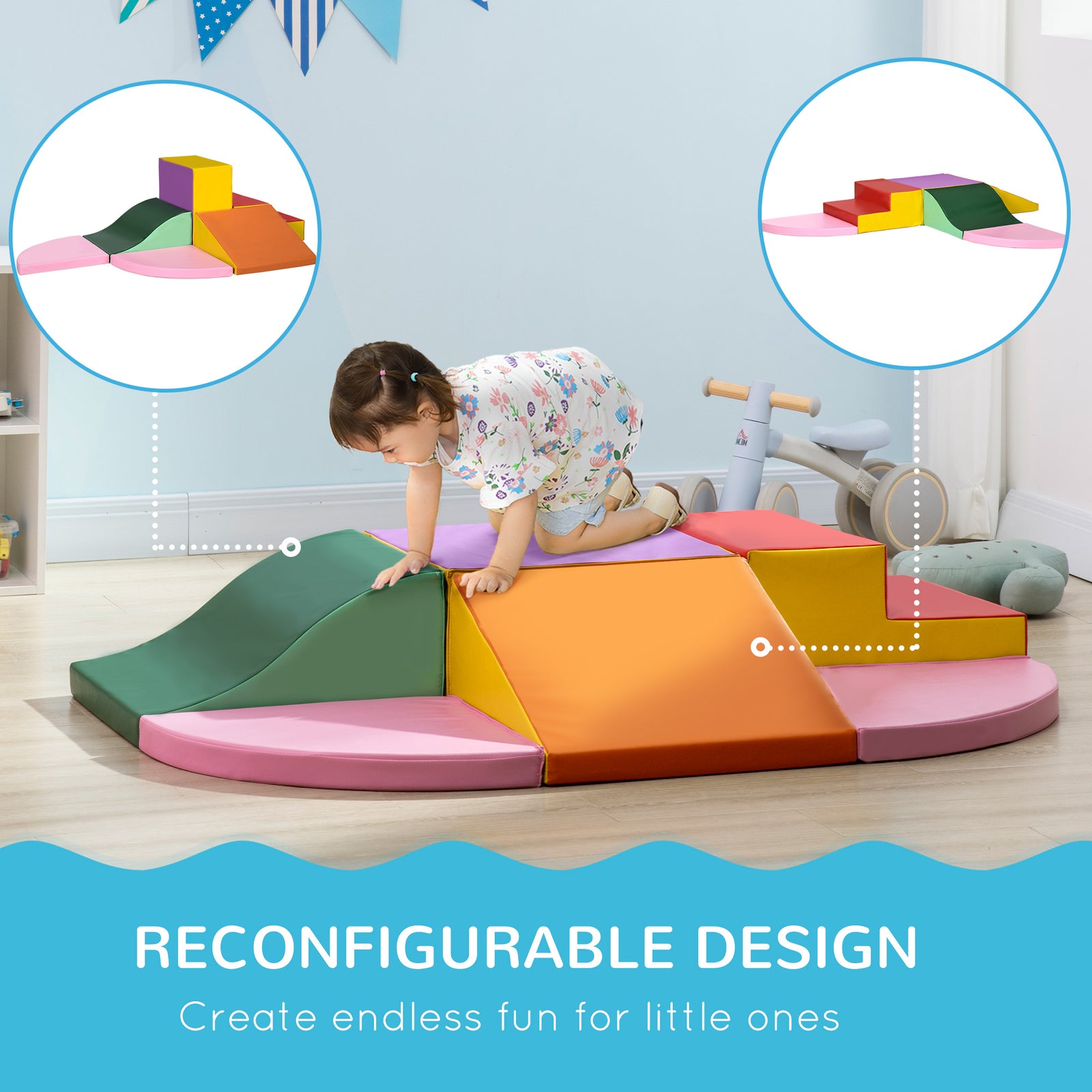 6 Piece Soft Play Equipment For Kids Climb And Crawl | Red