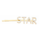 Pearl Words Hairpin Star Letter Statement Hair Clip Fashion Accessory Gold
