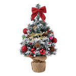 24in Pre-lit Snow-flocked Artificial Mini Artificial Christmas Tree, Merry Christmas