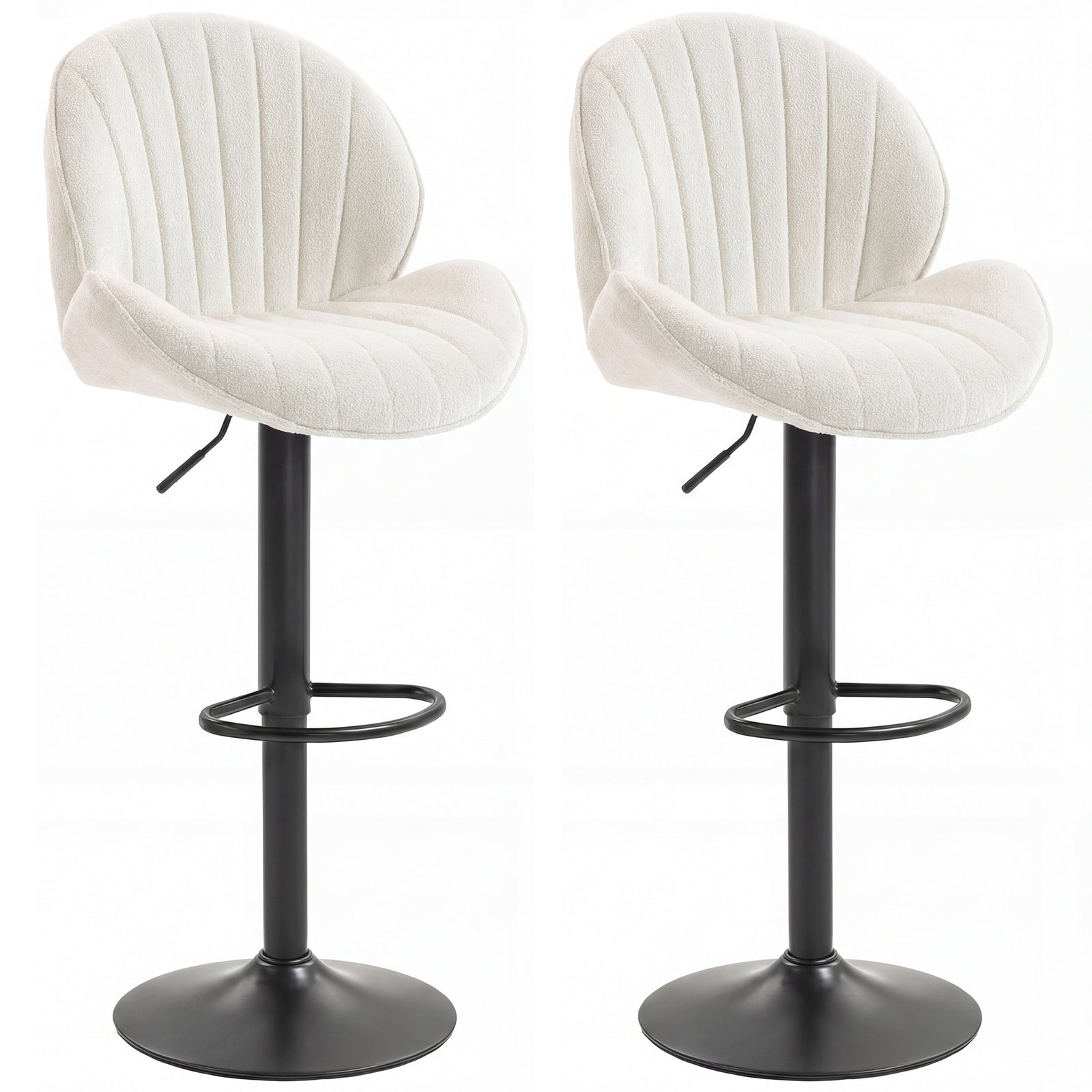 Modern Bar Stools Set Of 2, Swivel Counter Height Barstools | Cream