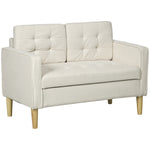 Compact Loveseat 2 Seater Sofa With Storage Wood Legs | One Size | Cream