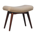 Solid Wood Honey Caramel Boucle Cream Curved Bench