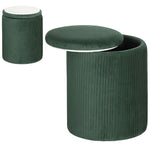Round Storage Ottoman With Removable Top | Green