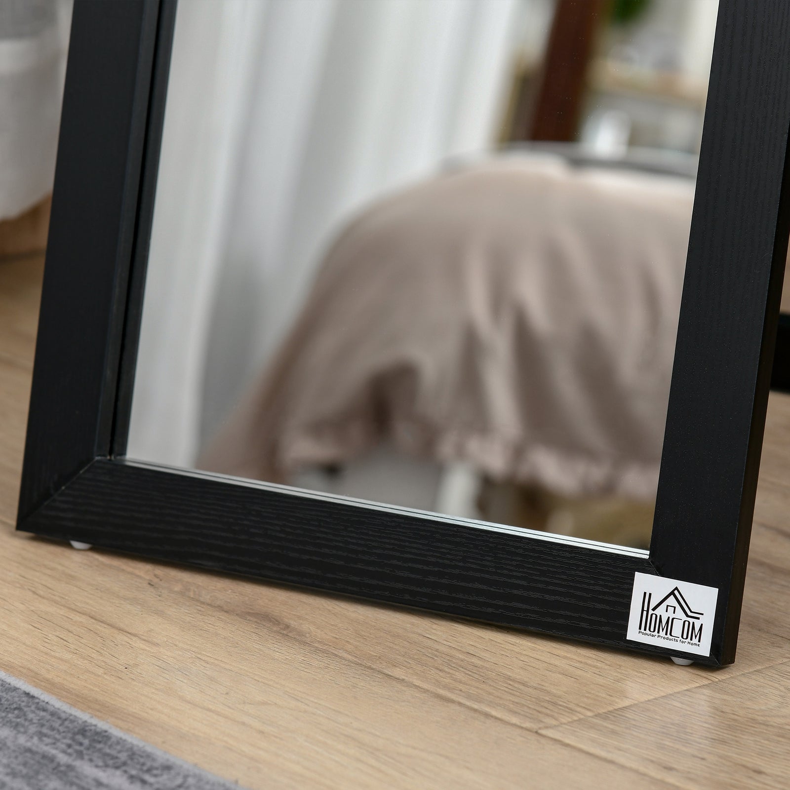 Full Length Mirror Floor Standing Wall-mounted Long Mirror | One Size | Black