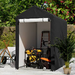 4x6ft Outdoor Storage Shed With Apex Roof – Waterproof Pe Fabric, Galvanized Steel Frame & Roll-up Door