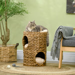 47cm Cat Barrel Tree For Indoor Cats W/ Two Cat Houses, Cushion