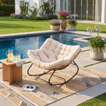 Modern Rocking Chair with Cushion – Compact | Beige
