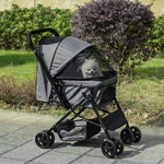 Pet Stroller Dog Foldable Travel Carriage With Reversible Handle | Gray