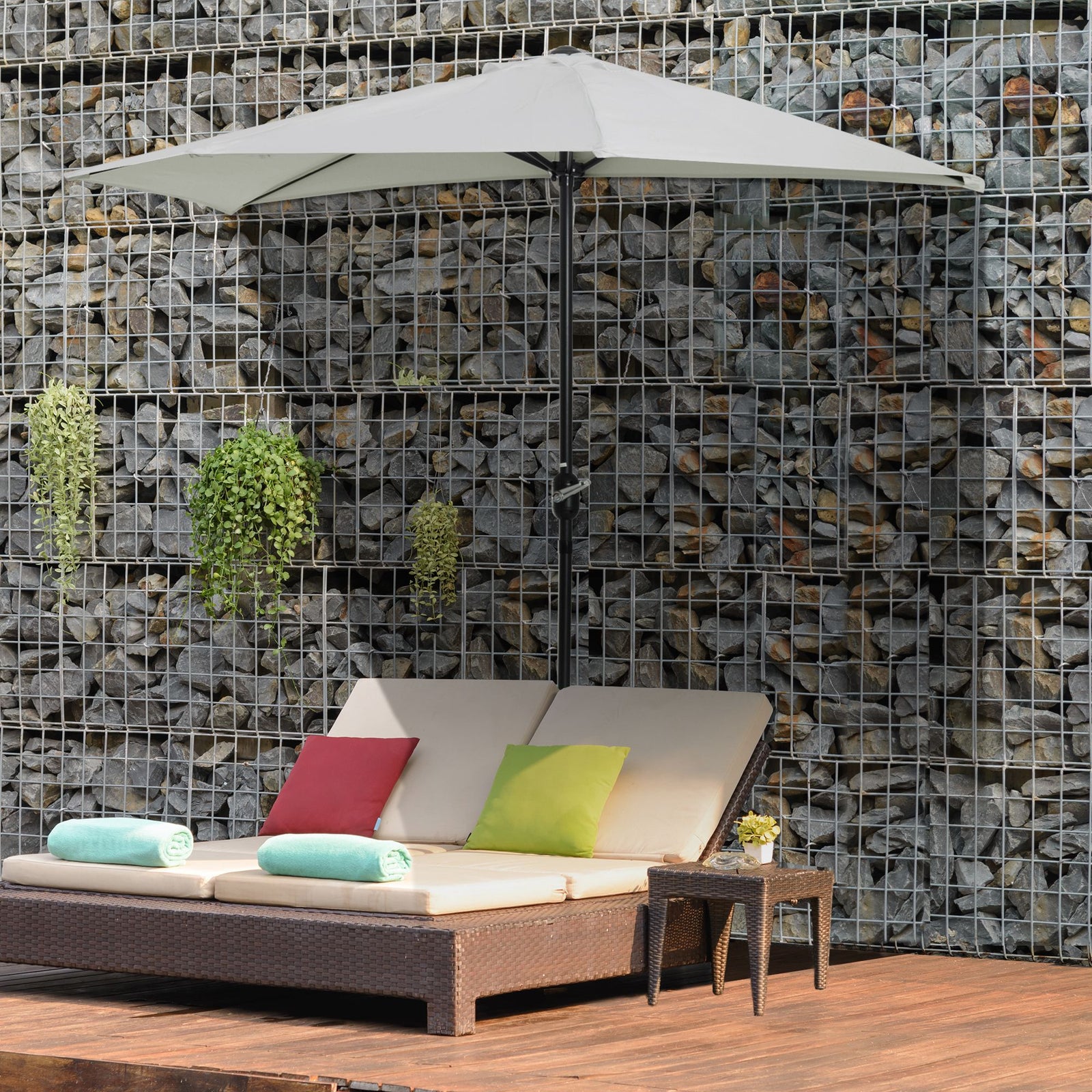 2.7m Half Round Parasol Balcony Shade | Cream
