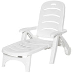 Patio Folding Lounge Chair Recliner W/ Wheels & Backrest