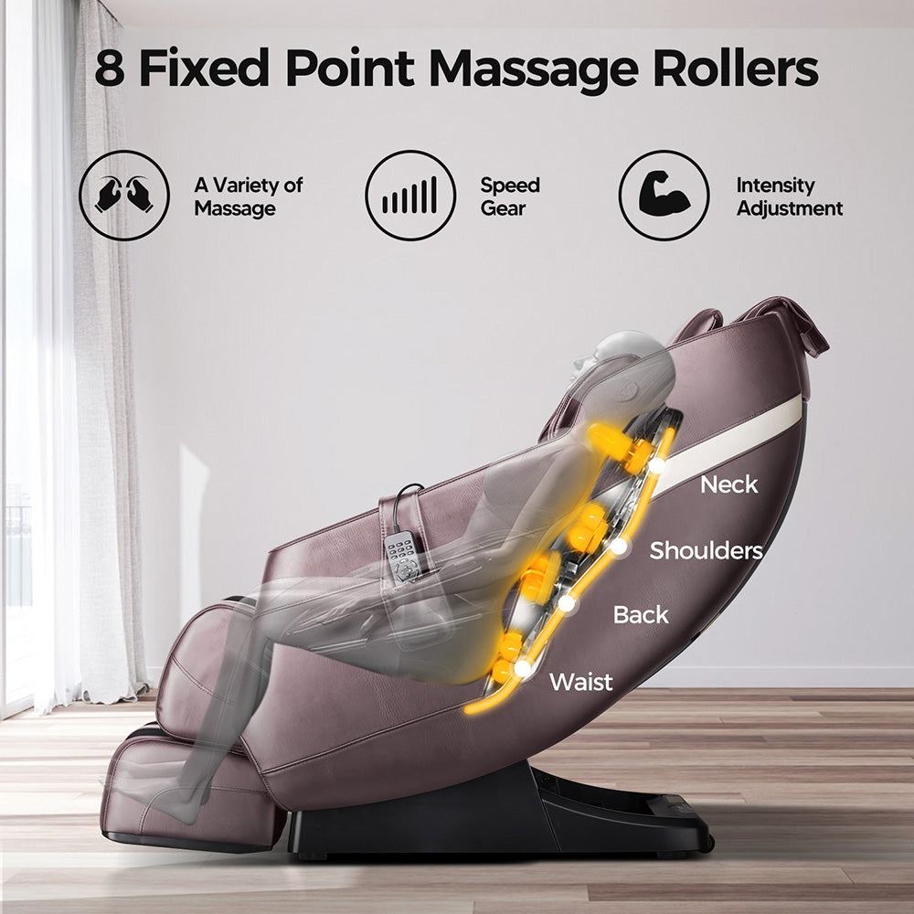 Zero Gravity Full Body Massage Chair With Heat And Handheld Remote Reclining Back, Foot Roller, Air Compression, Shiatsu Massage For Home And Office | Brown