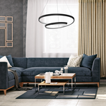 Lucero Designer Led Pendant Lamp Black 48w 50cm Monochromatic Swirl