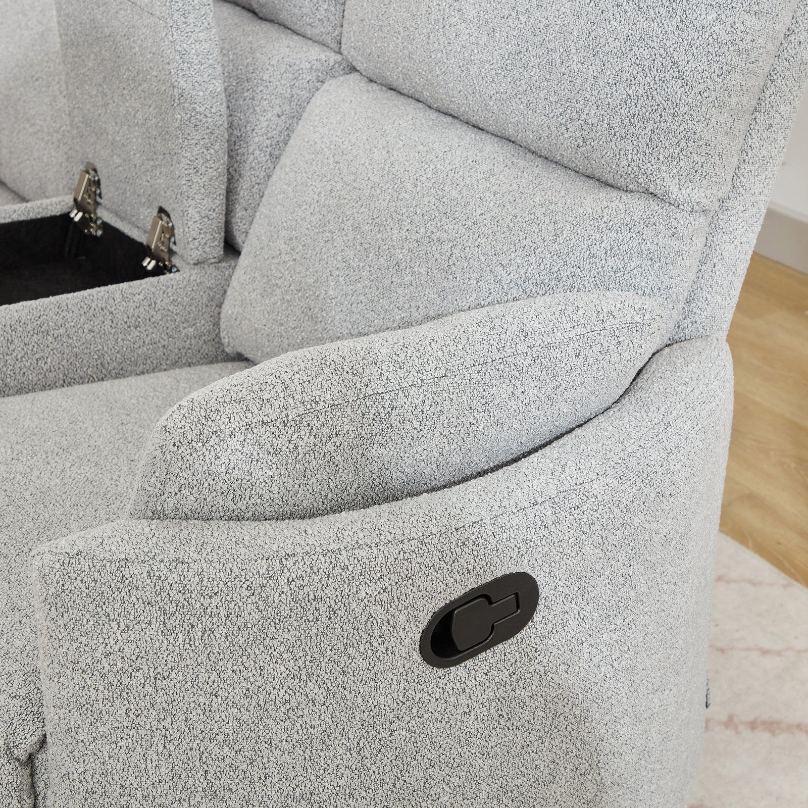 Powell 2 Seat Rocker Recliner Sofa With Centre Console | Light Grey