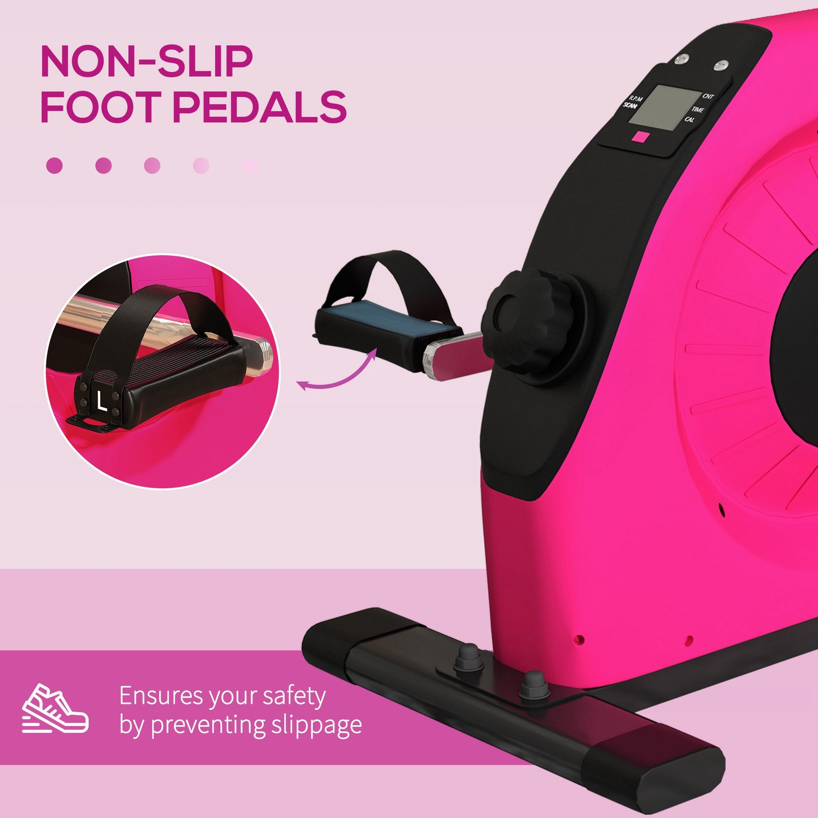 Mini Exercise Bike Portable Pedal Exerciser For Legs | Pink