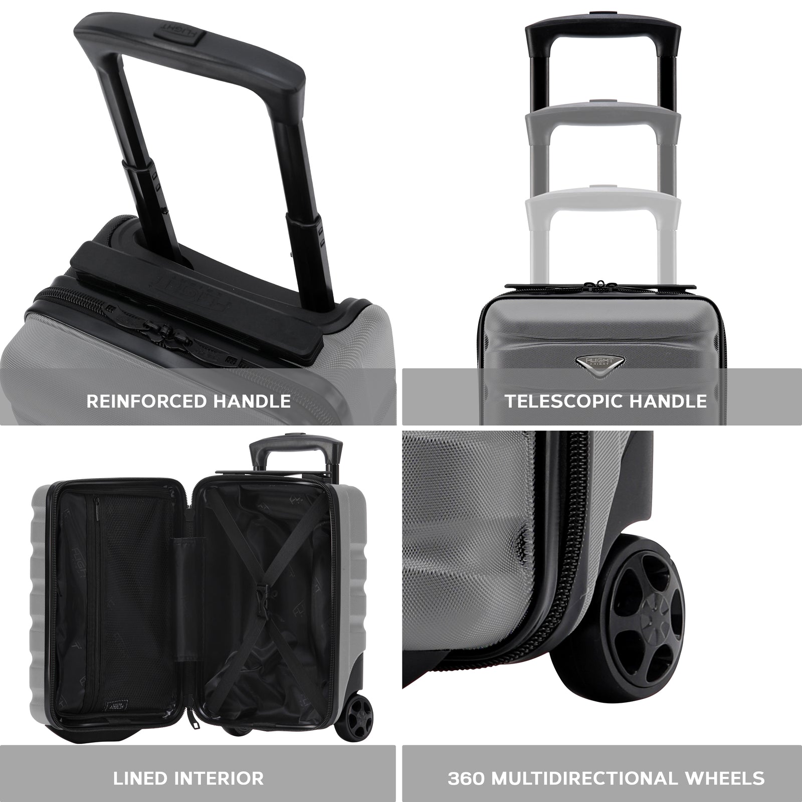 40x20x25cm Hard Case Cabin Suitcase Ryanair Free Approved Carry On | Cabin | Grey