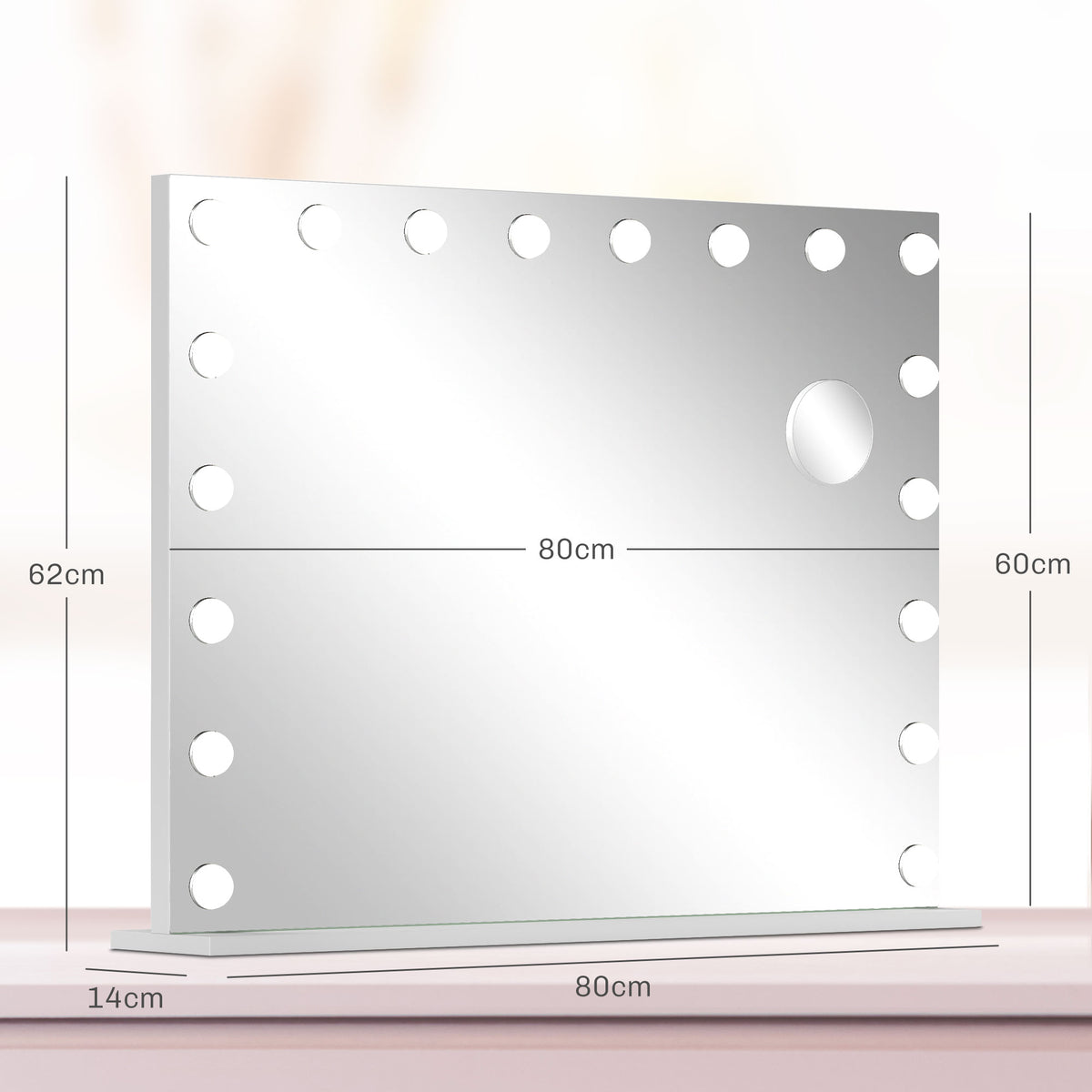 HOMCOM Hollywood Vanity Mirror, Usb Port White
