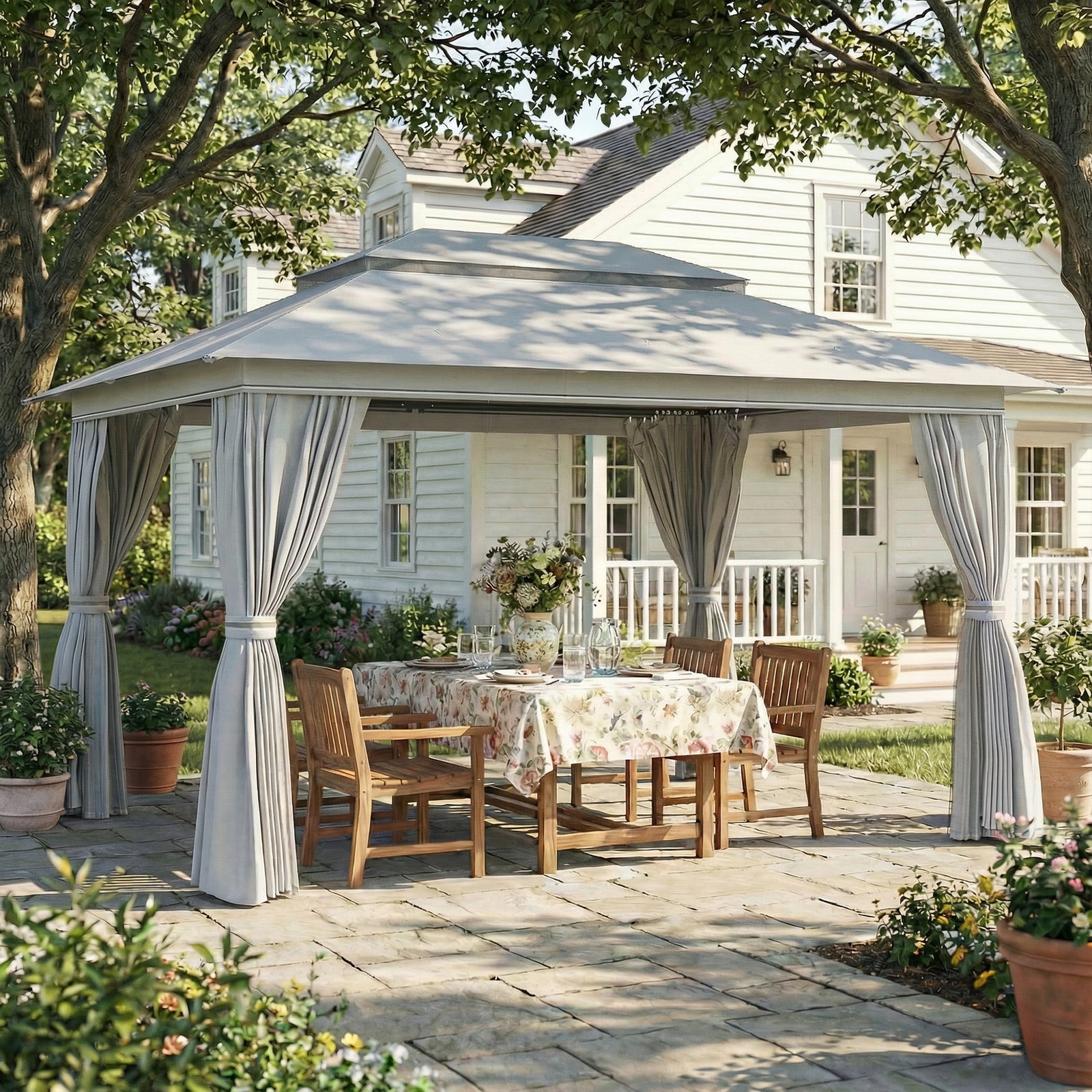 3 X 4 M Outdoor Garden Gazebo With Upf50+ Double roof | Dark Grey