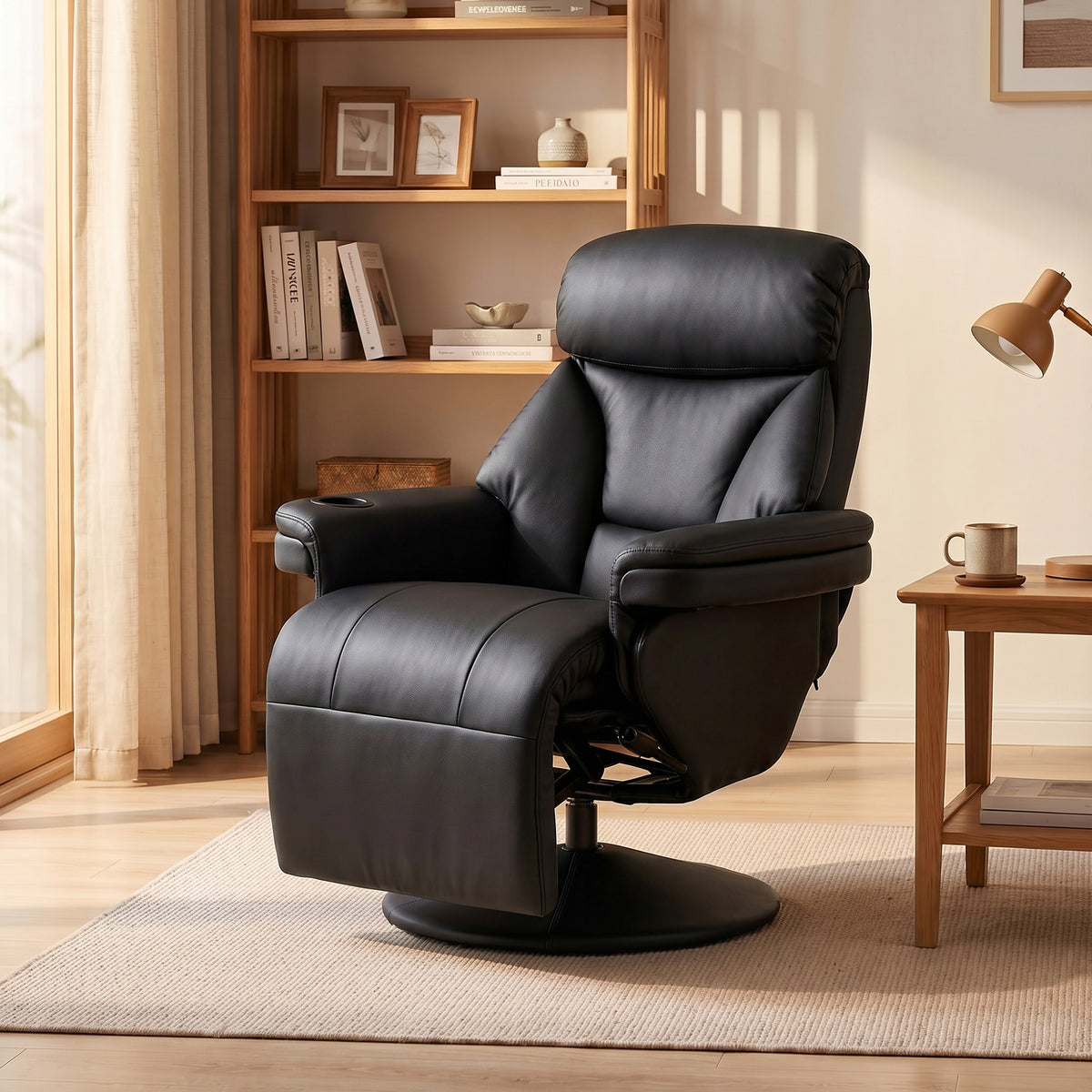 Upholstered Reclining Armchair With Adjustable Backrest | Black