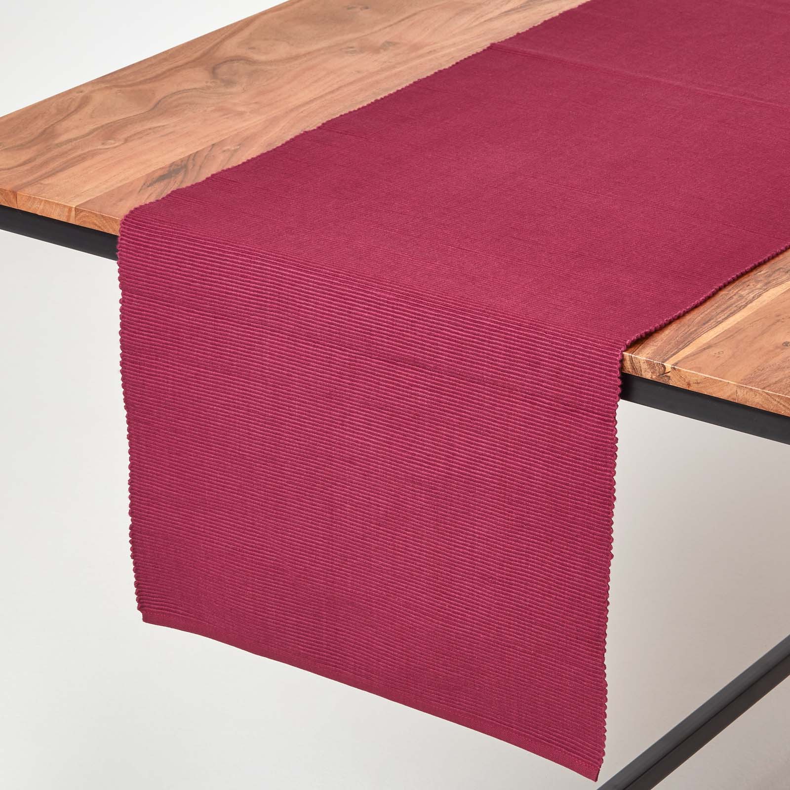 Cotton Plain Table Runner | Plum