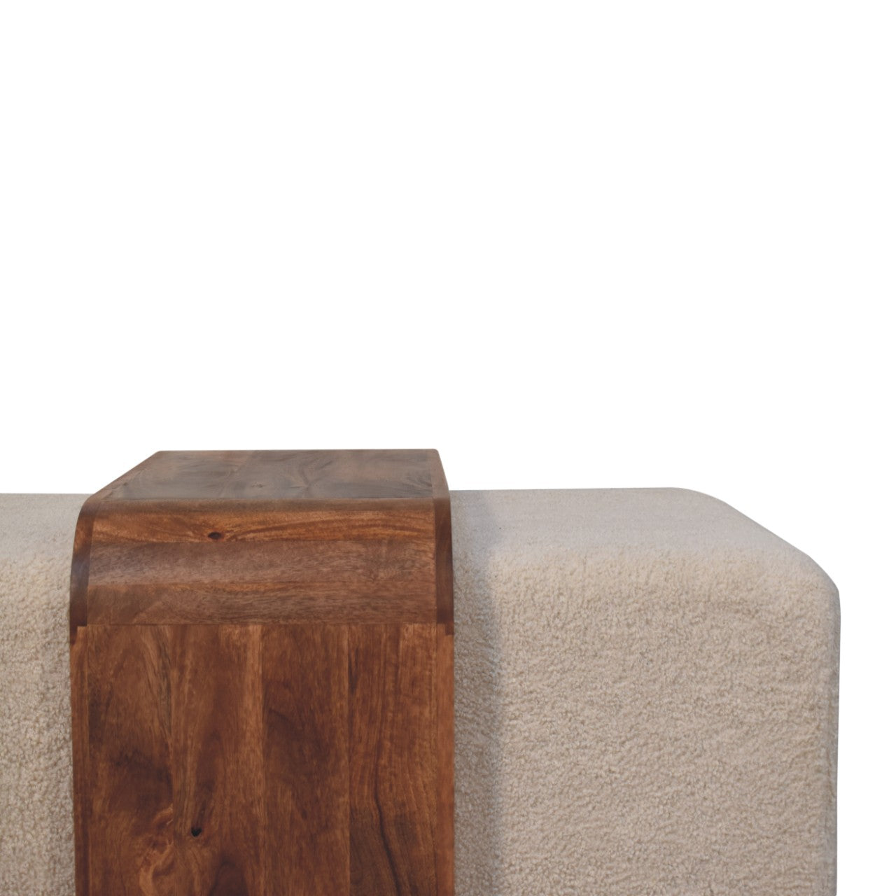 Arden Bench Duo Boucle-upholstered Seats, White And Brown