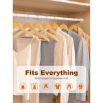 20 Pack Wooden Clothes Hangers With Non Slip Bar | Natural