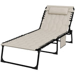 Foldable Sun Lounger W/ Reclining Back | Set-of-1 | Khaki