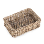 Rattan Shallow Kubu Grey Rattan Rectangular Basket | Small | Gray