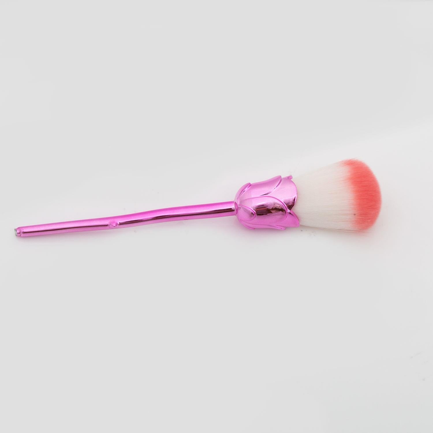 Aquarius 6pcs Rose Makeup Brush Set Pink Flower Sculpted Handle Cosmetic Tool Kit