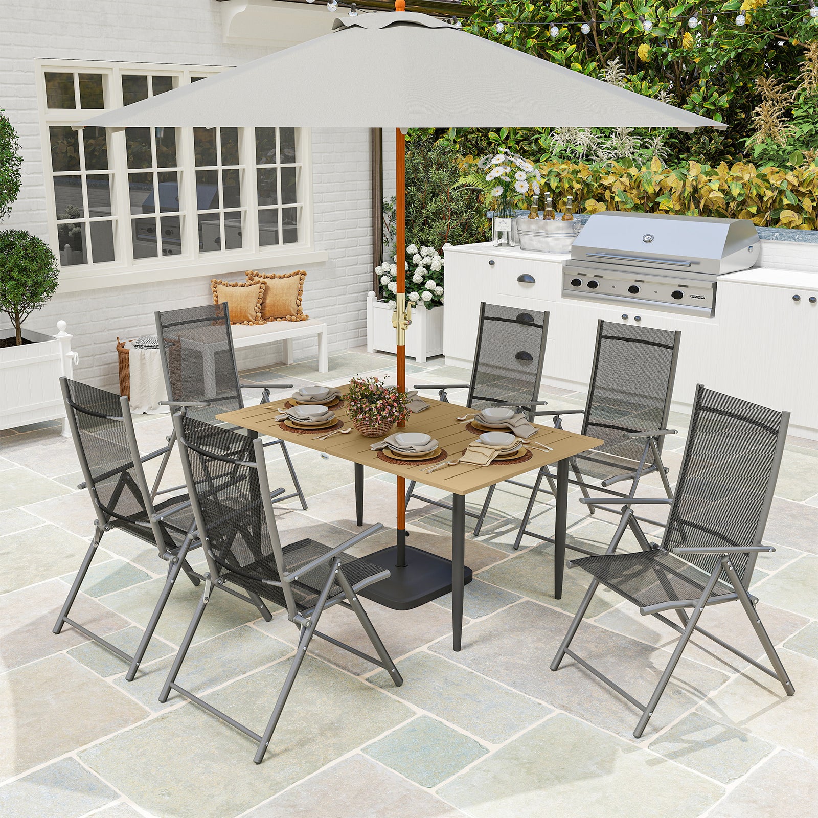 Brown Outdoor Dining Table For 6