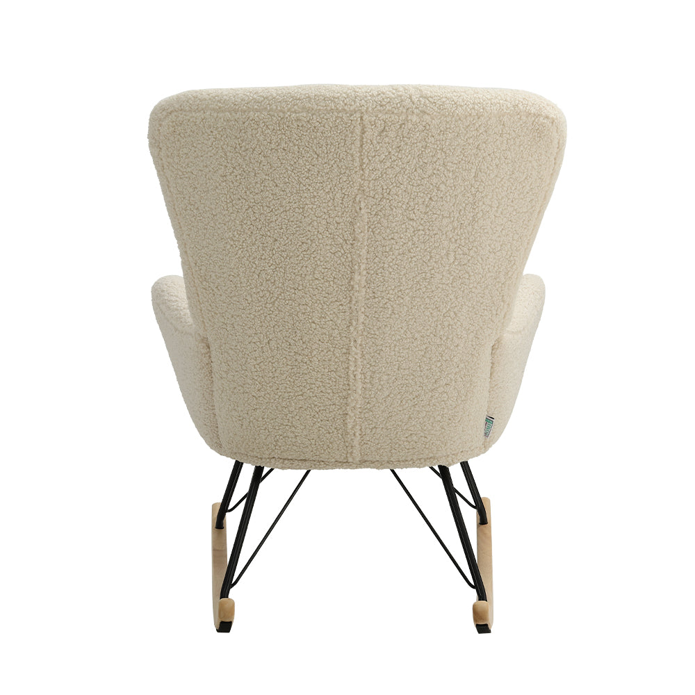 Contemporary Faux Wool Rocking Chair With Removable Cushion