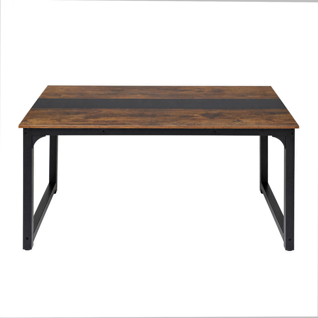 Dining Table 4-6 Seater Retro Kitchen Adjustable Foot For Home Walnut | Brown