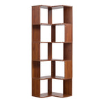 5-tier/6-tier Wooden L-shaped Corner Storage Shelf | Small Double | Walnut