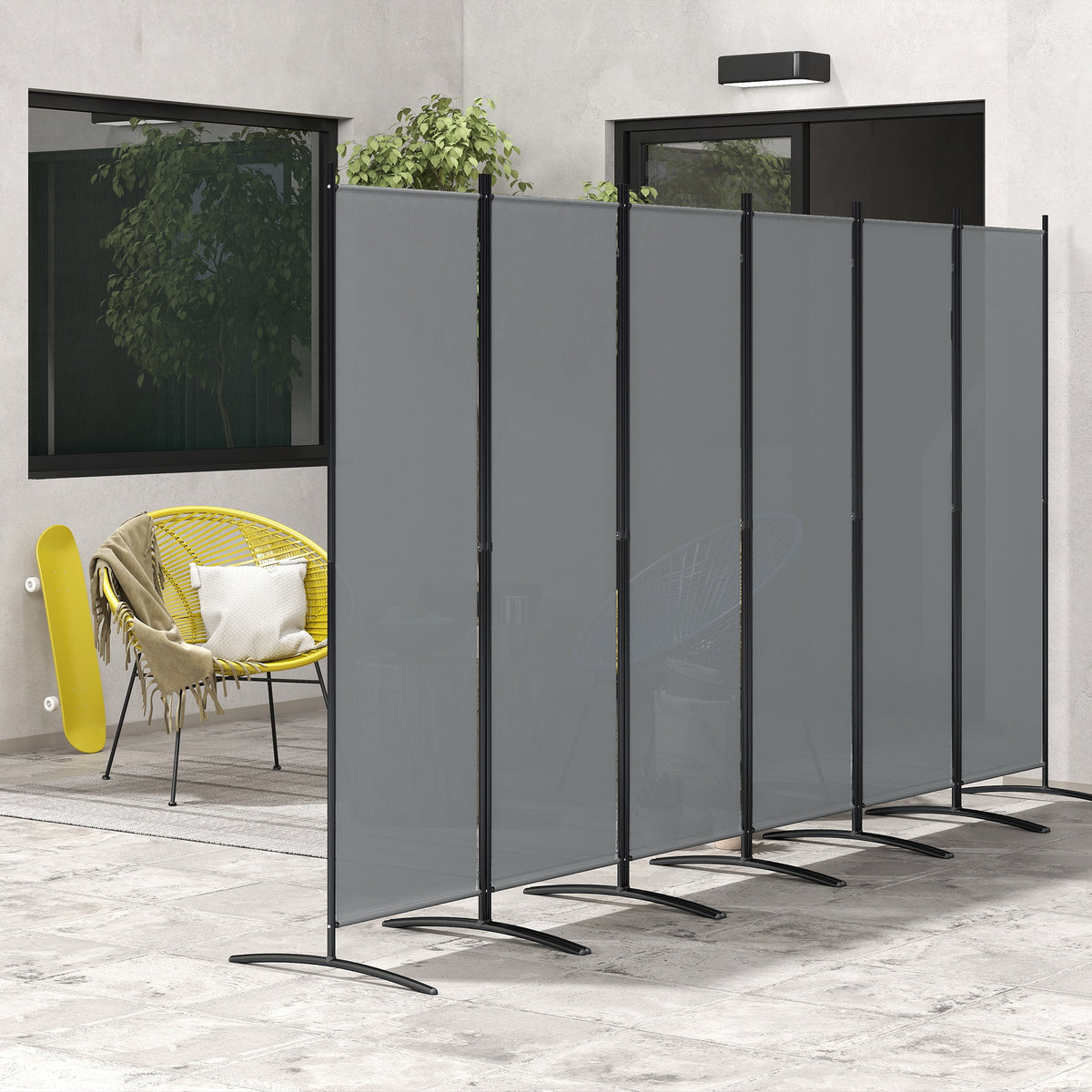 Outsunny Garden Privacy Screen Foldable 6 Panel Room Divider