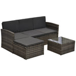 Outsunny 3 Pcs Outdoor Pe Rattan Corner Sofa Set With Thick Cushions